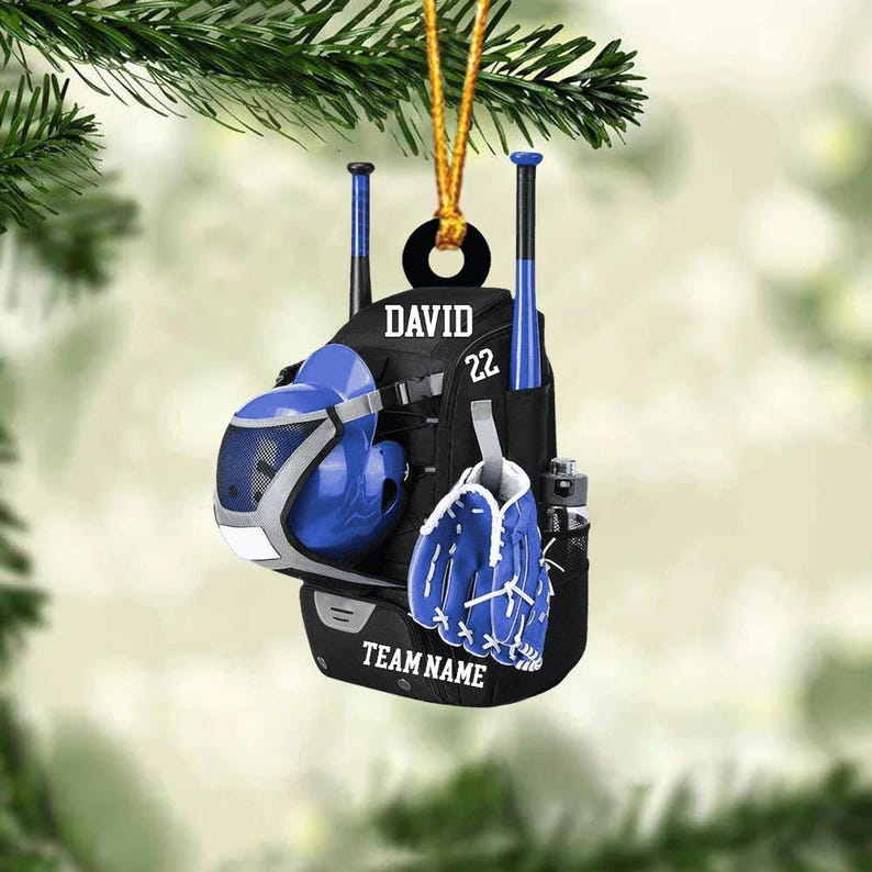 Personalized Baseball Christmas Ornament, Baseball Bag Ornament, Christmas Gift For Baseball Lover,Xmas Tree Decor, Gift For Baseball Player