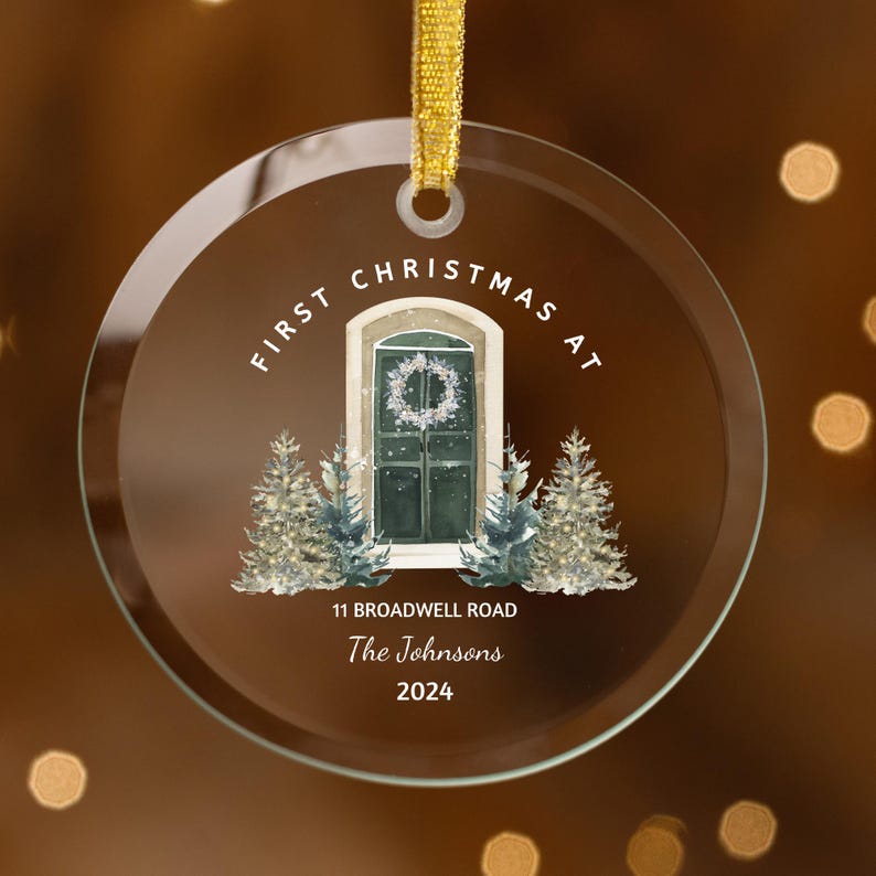 New Home Glass Ornament 2025 First House Keepsake Our First Christmas in Our New Home Christmas Tree Bauble Custom Name Address Ornament