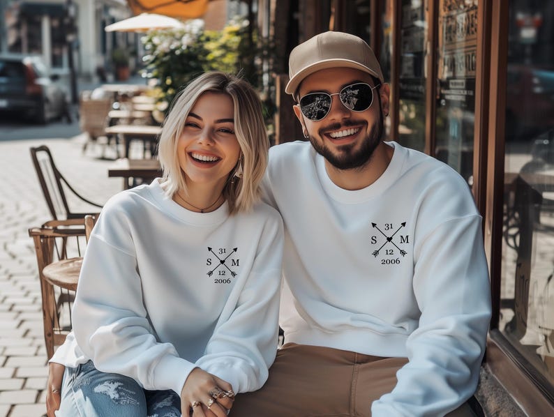 Relationship Date Sweatshirts for Couples Unique Gift Idea.Gift for her for Valentine's Day.Valentine's Day Gift for Couples.