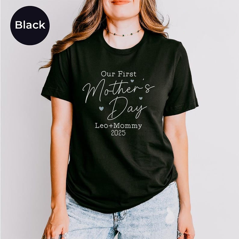 Custom Our First Mother's Day Shirt, New Mom Mother's Day Gift, Custom Matching Mom And Baby Shirt, First Mother's Day Personalized Tshirt