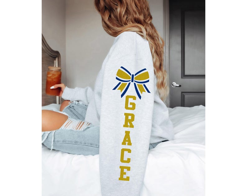 Custom Cheer Team Name Sweatshirt, Cheerleader Hoodie, Faux Glitter, Cheer Mom with Name Sweater, Mascot Sweatshirt, Cheer Competition