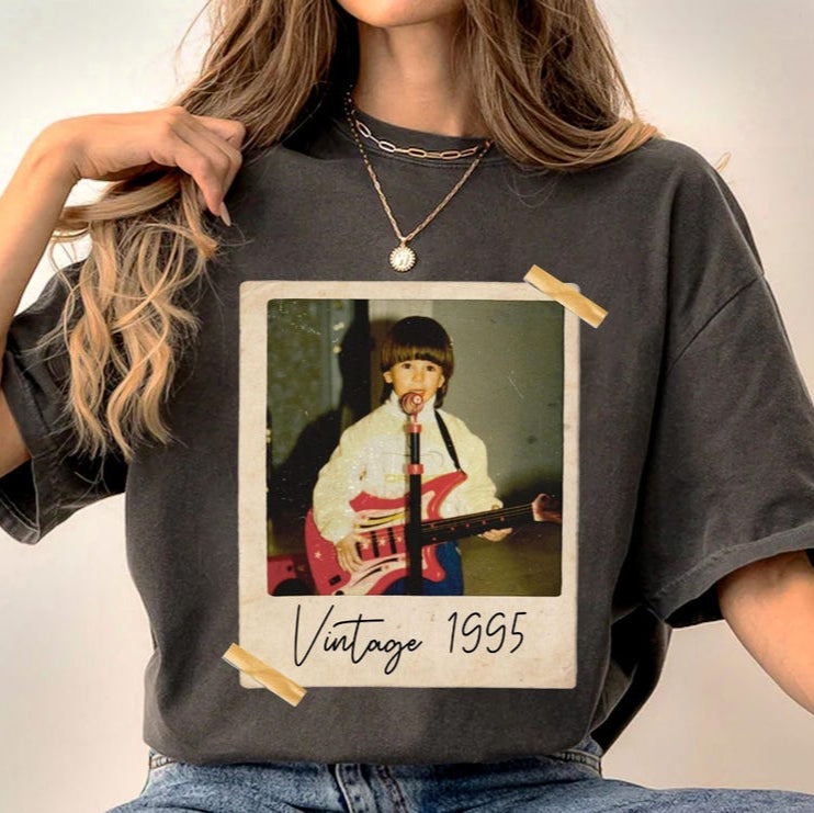 Custom Vintage Photo And Year, Custom Shirt With Picture Personalized 30th Birthday Gift Vintage 30th Birthday Party Vintage Est 1995 Shirt