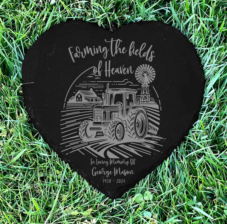Farming In Heaven Farmer Memorial Garden Stone, Sympathy Gift, Grave Marker, Keepsake, Remembrance, Bereavement Gift, Loss of a Loved One