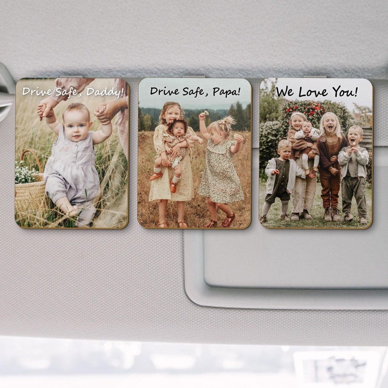 Custom Photo Car Visor Clip, Husband Gifts, Personalized Father's Day Gift, Drive Safe Daddy Gift, New Dad Gift, 1st Time Dad Gift from Wife