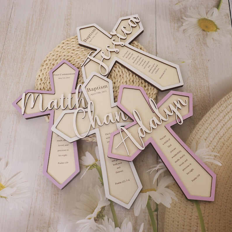 Personalized Baptism Gift,Custom Wooden Cross,Baby Shower Gift,Cross With Name,Baptism Cross,Christening Gift,Baby Dedication,Nursery Decor
