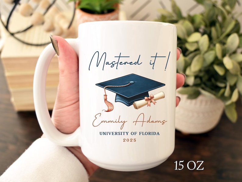 Masters Degree Mug, Mastered It Mug, Masters Degree Graduation Gift, Personalized Masters Degree Coffee Cup, Graduation Mug for Masters