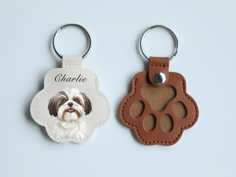 Personalized Pet Photo Keychain: Custom Dog Cat Memorial Fur Keepsake Pet Fur Keepsake Leather Pouch
