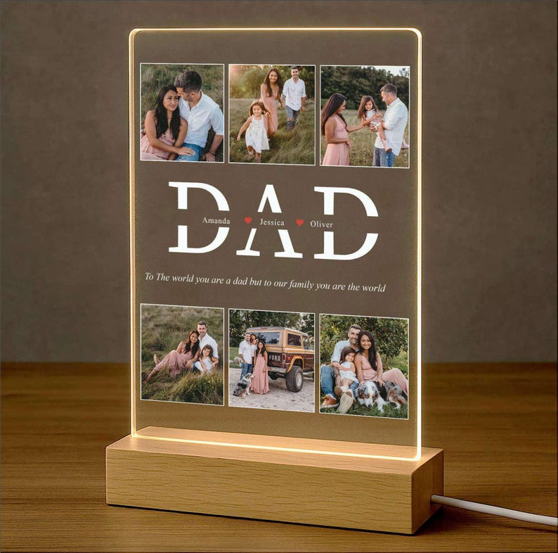 Personalized Dad Photo Collage Night Light, Custom Dad Photo Gift, Father's Day Gift, Gift for Dad, Best Dad Gift, Gift For Husband