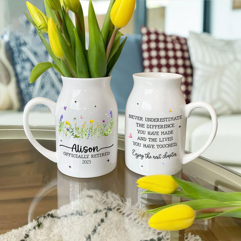 Retirement Gift,Never Underestimate the Difference You Made,Happy Retirement Flower Vase,Appreciation Gift,Retirement Gift For Boss Coworker