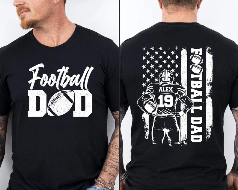 Football Dad Shirt, Custom Name and Number Football Shirt, Custom Football Dad Shirt, Football Dad T-Shirt, Football Lover Gift For Dad