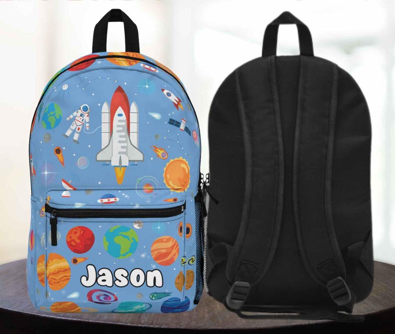Space Backpack, Personalized Spaceship bag for kids, Outerspace lover gift for son or boys, Spaceship carry all knapsack, Astronaut bookbag