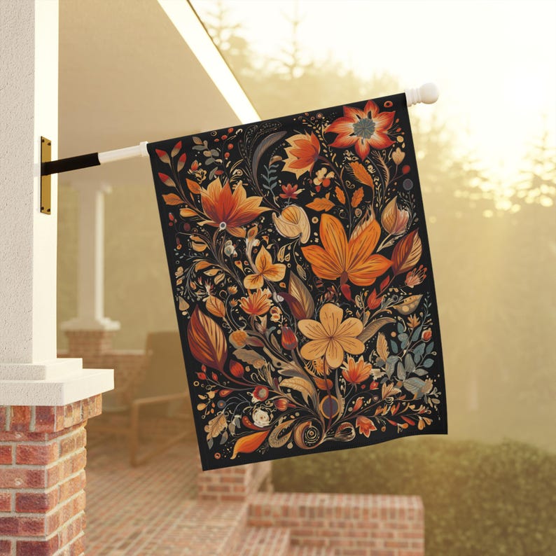 Fall Thanksgiving Garden and House Flag Fall Floral Garden Flag Outdoor Fall Decor Housewarming Gift Garden Flag Thanksgiving House Flag