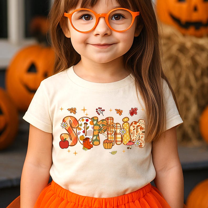 Custom Kids Fall Shirt, Cute Fall Name Shirt, Toddler Girl Halloween Shirt, Thanksgiving Shirt, Autumn Toddler Outfit,Children Fall Name Tee