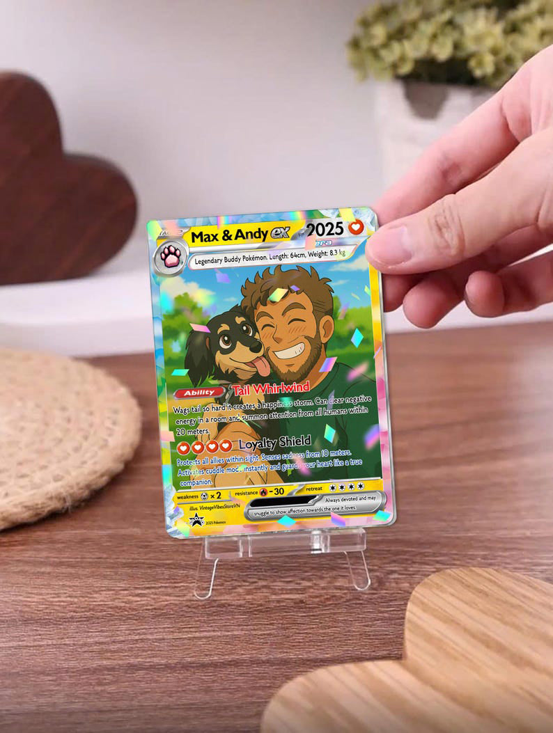 Personalized Pet PKM Card, Custom Your Pet as a Poke Card, Dog Portrait, Pet Lover Gift, Pet memorial, Pet Gift, Dog Gift, Cat Gift