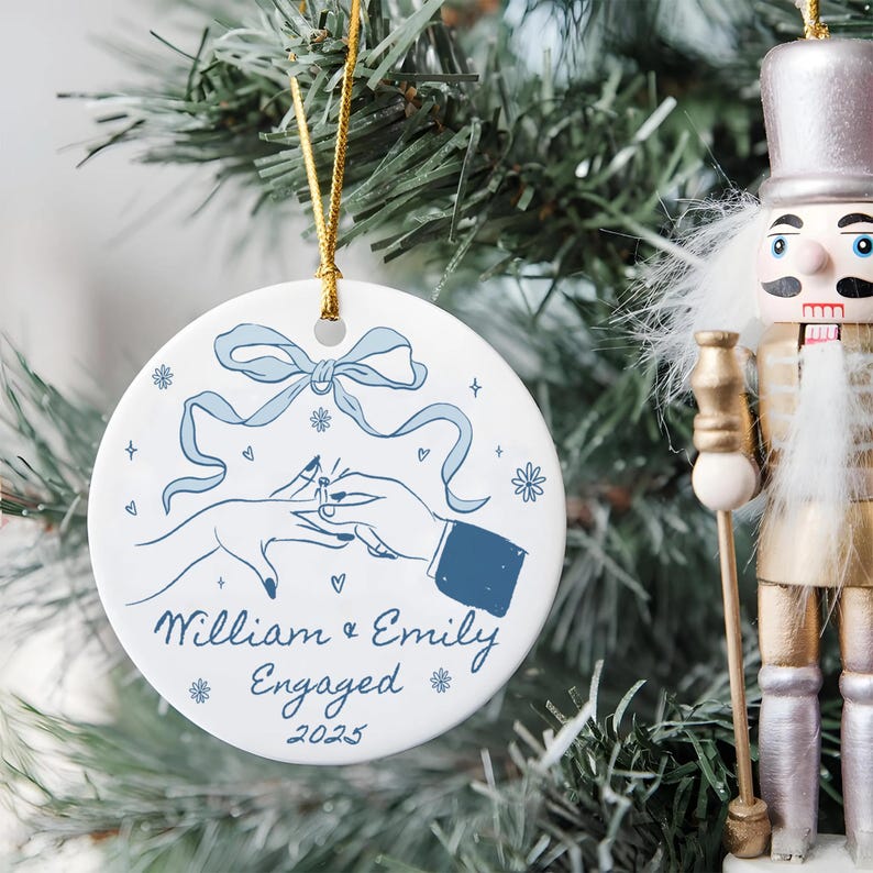 Personalized Engagement Ornament Gift, First Christmas Engaged Ornament, Engagement Gift Couple, Custom Engagement Christmas Keepsake