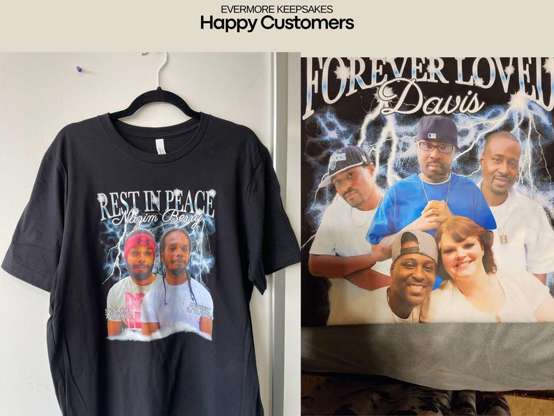 Memorial TShirt Ideas, Custom Funeral T-Shirt Celebration of Life In Loving Memory Of Remembrance Unisex Sweatshirt Grief Gift Photo Collage