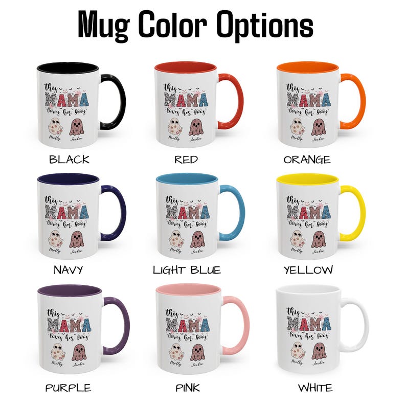Custom Halloween Mama Mug, Personalized Halloween Mom Mug Gift from Kids, Halloween Ghost Mug with Kids Name, Halloween Mom Gift, Mimi Gift