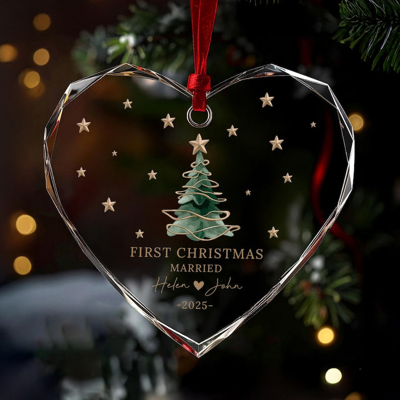 Personalized First Christmas Ornament, Married Date Ornament, Merry Christmas Gifts, Christmas Tree Decor, Christmas Party Gifts