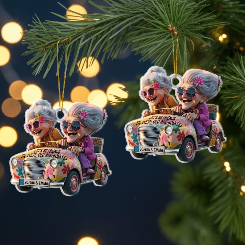 Funny Best Friend Ornament, Let s Be Friends Til We re Old and Bonkers, Personalized Christmas Ornament, Friendship Gift, Xmas Gift Decor