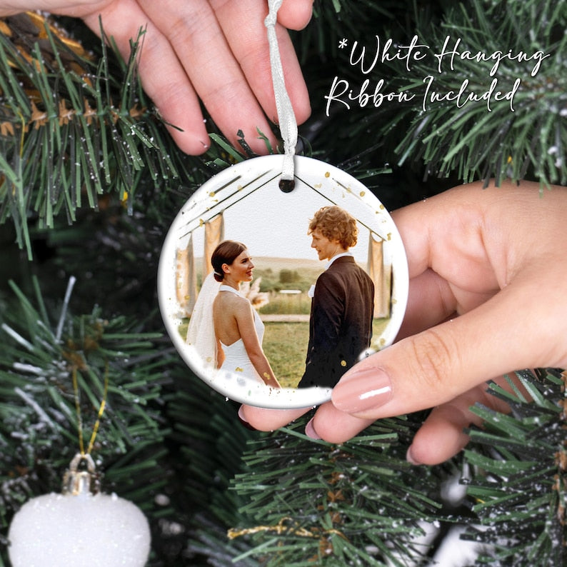 Our First Christmas As Mr & Mrs Ornament, 1st Christmas Married Photo Ornament for Newlywed, First Christmas Married Couple Ornament 2025