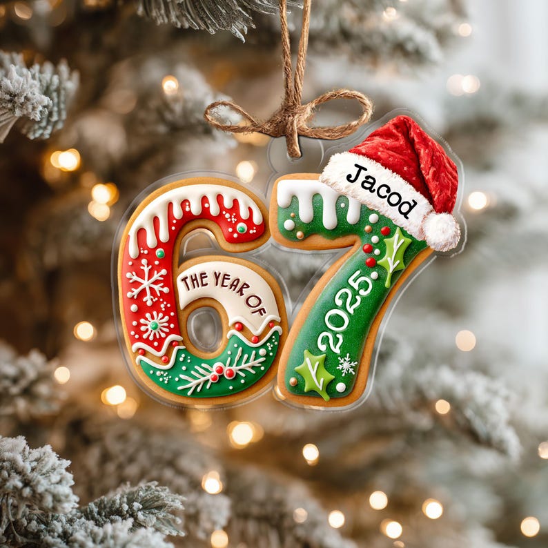 Custom Name Six Seven Ornament, Funny 6 7 Christmas Ornament, Kids Christmas Ornament, Gen Alpha Humor Ornament, Christmas Tree Decor