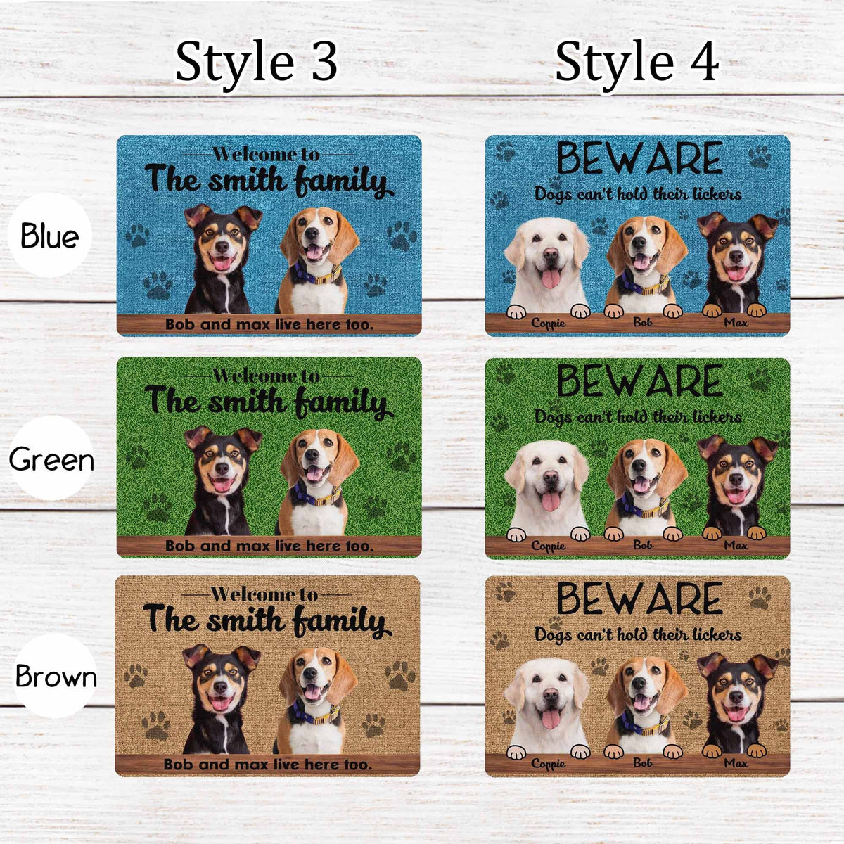 Personalized Doormats with Dog Photos, Custom Family Name Doormat,Custom Photo Doormat,Personalized Welcome Mat, No Need to Knock, Funny Mat