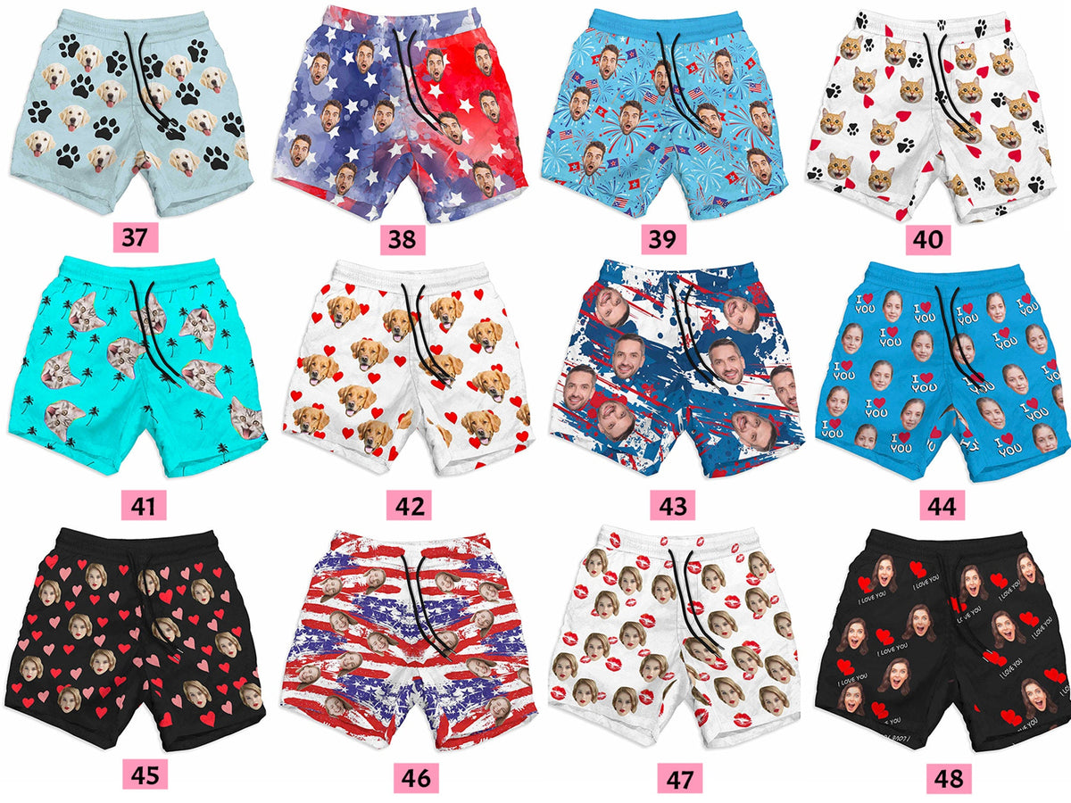 Custom Face Swim Shorts for Dad/Husband/Boyfriend, Personalized Photo Swimwear, Photo Swim Trunks, Picture Shorts Gift for Bachelor party
