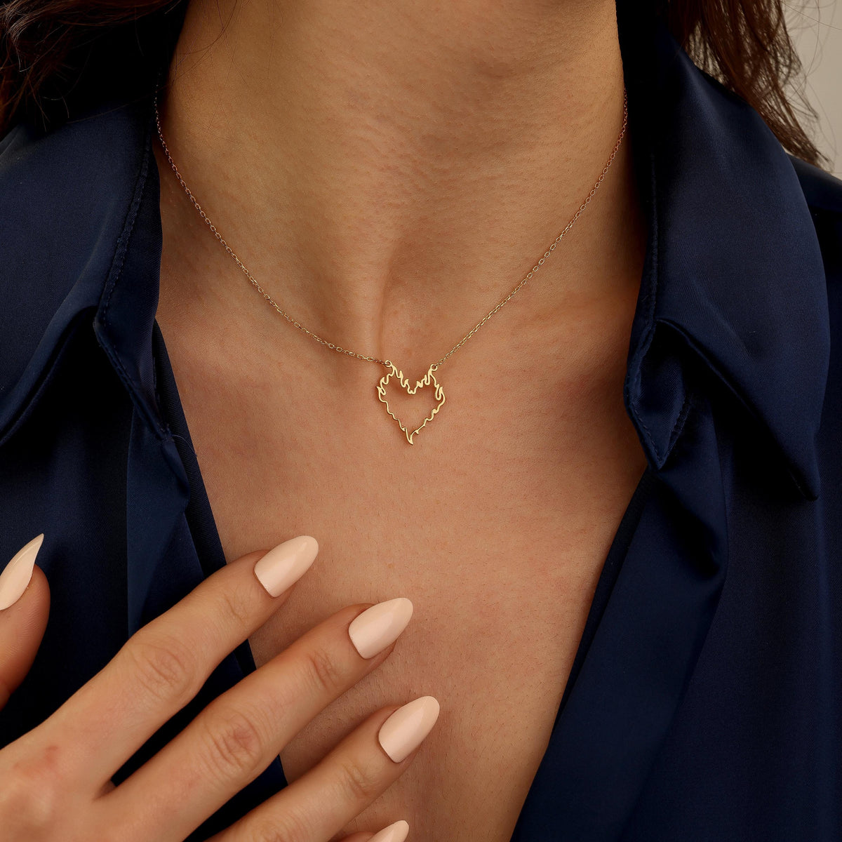 Flaming Heart Necklace | Dainty Heart Pendant | Fire Heart Jewelry | Gift for Her | Love Necklace | Valentine's Day Gift