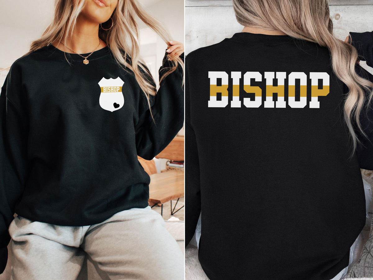 Custom 911 Dispatcher Sweatshirt with Name on Badge, Personalized 911 Operator Shirt, Christmas Gift Police Family Sweatshirt Thin Gold Line