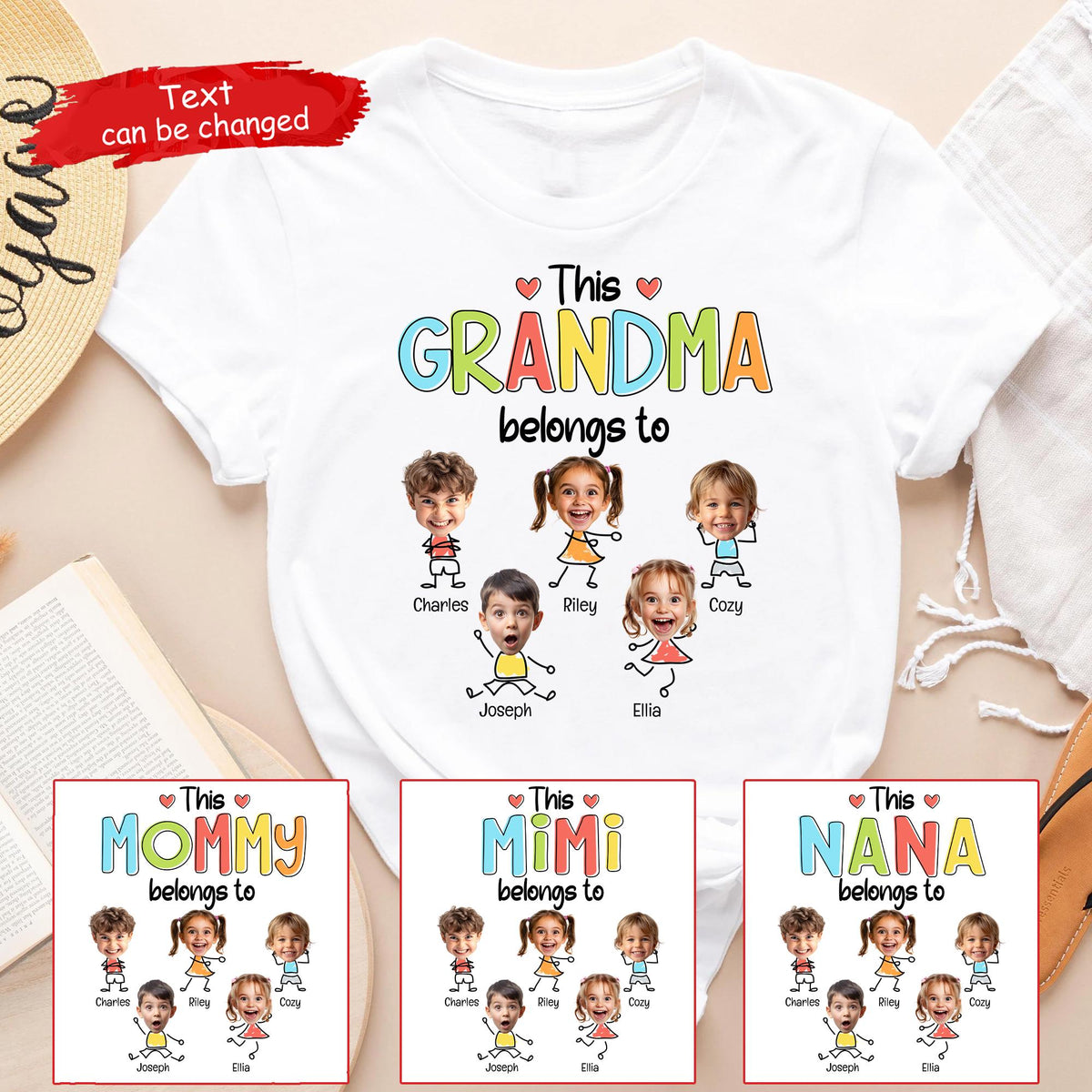 Personalized This Grandma Belongs To Drawing Shirt, Custom Photo Face Shirt, Kid Photo Shirt Gift For Grandma Mom