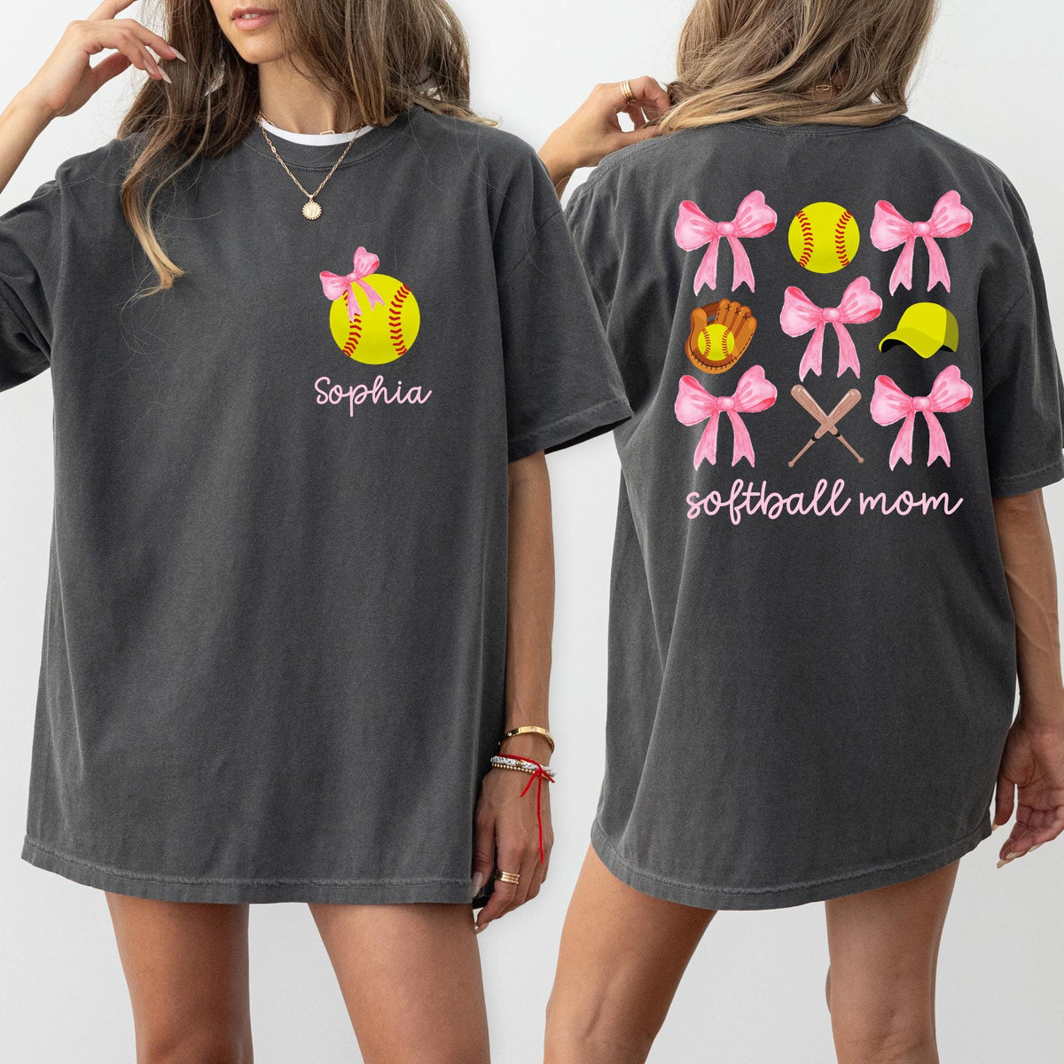 Custom Softball Mom Shirt, Coquette Softball Tee, Custom Softball Mama Tee, Mothers Day Gift, Game Day Shirt, Cheer Mom Tee