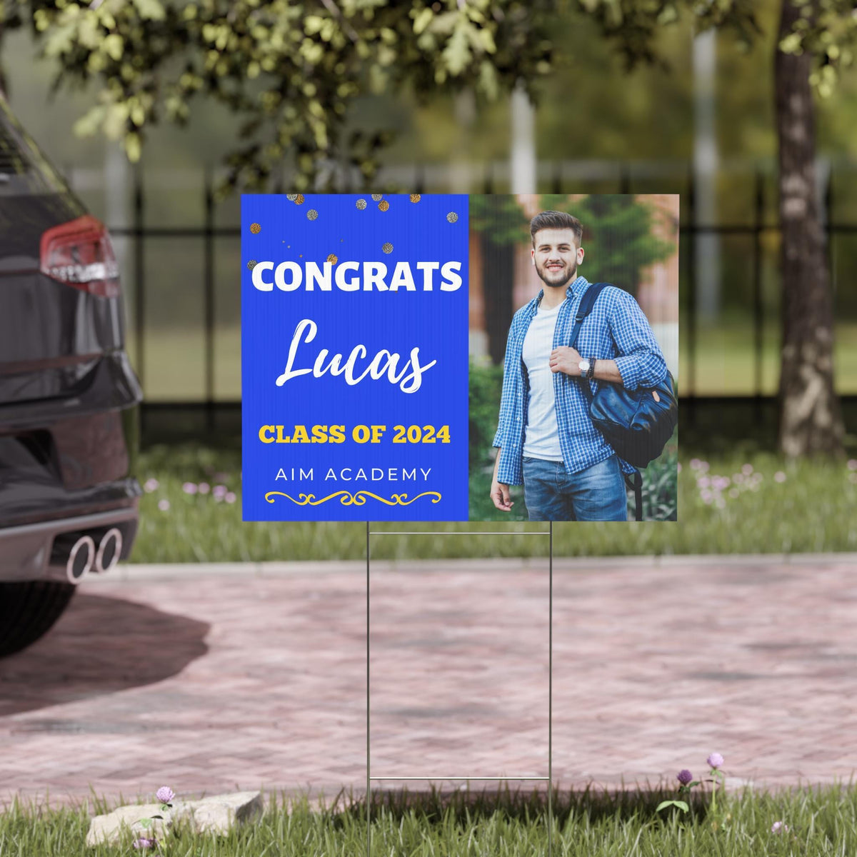 Graduation Yard Sign with H-Stake, Personalized Outdoor High School College Graduation Signs, Custom Lawn Decorations, Class of 2025 Sign