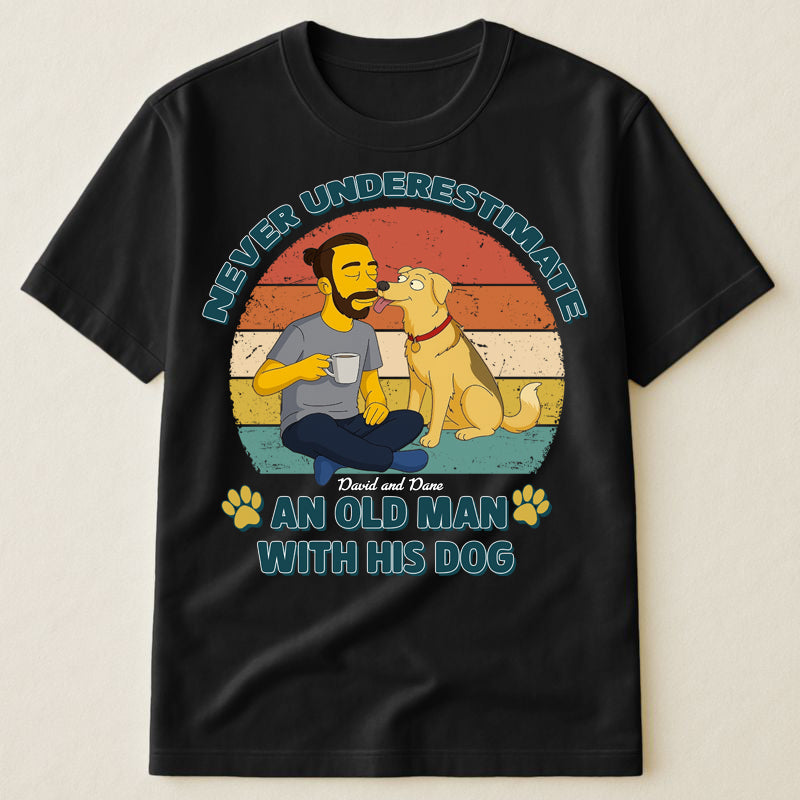 Never Underestimate An Old Man With His Dogs - Simpsonize Custom Photo Dog Personalized Custom Unisex T-shirt, Hoodie, Sweatshirt - Gift For Pet Owners, Pet Lovers