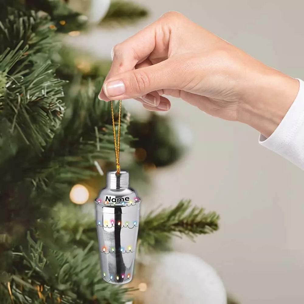 Personalized Cocktail shaker Bartender Christmas Ornament, Cocktail shaker