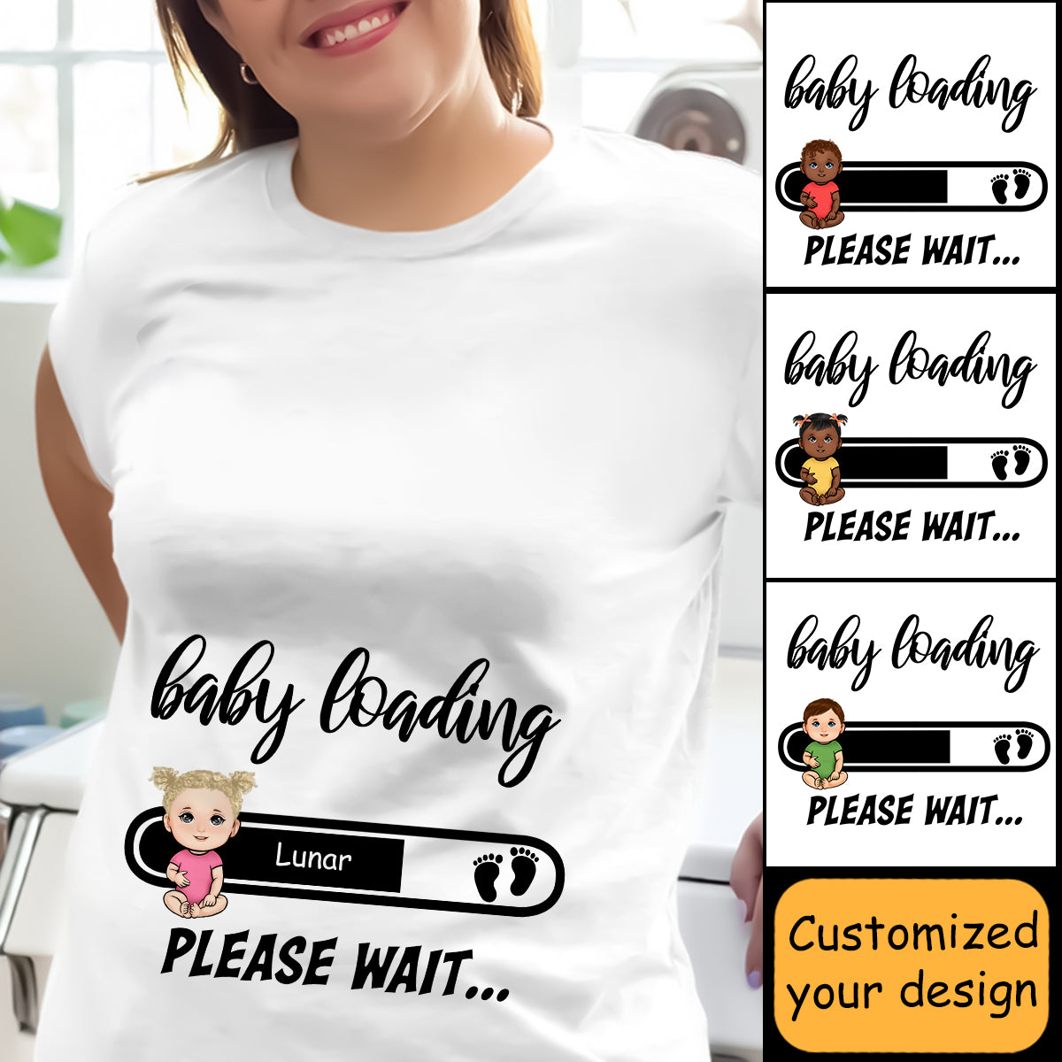 Baby Loading Please Wait - Personalized Apparel - Gift For New Mom, Soon To Be Mom, Expecting Mom, Mother's Day