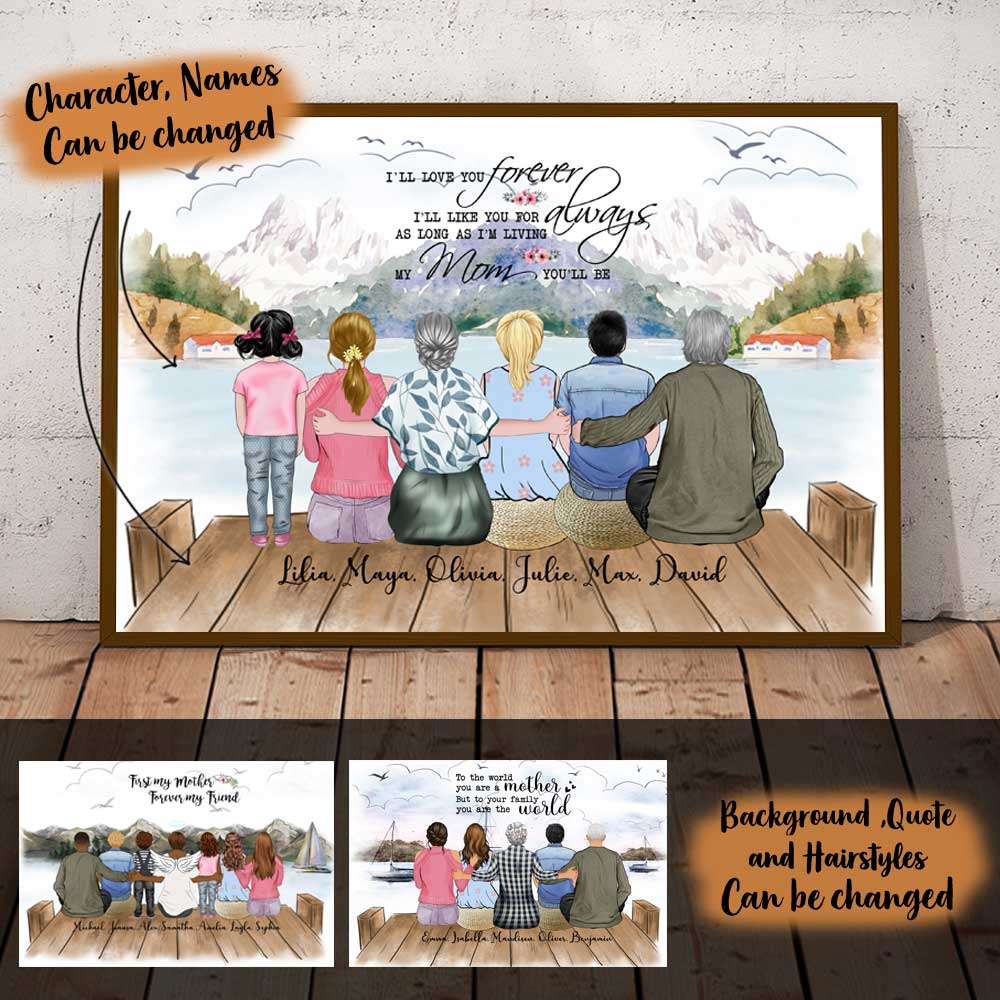 Mother Day Outside 5 To 7 People I Will Love You Forever Personalized Canvas Banner-outside-landscape.jpg?v=1617183976