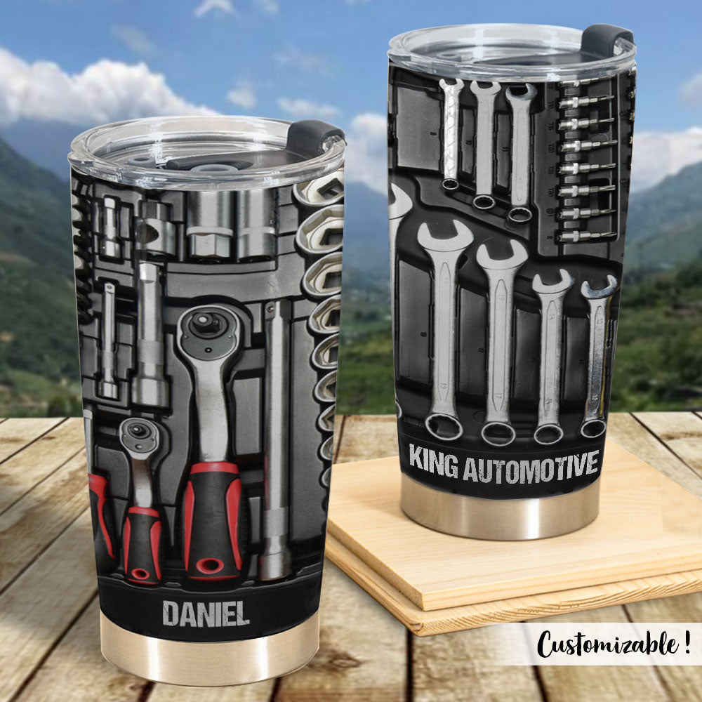 Custom Name Tumbler with Mechanic Tool Box For Dad's Hobbies on Father's Day