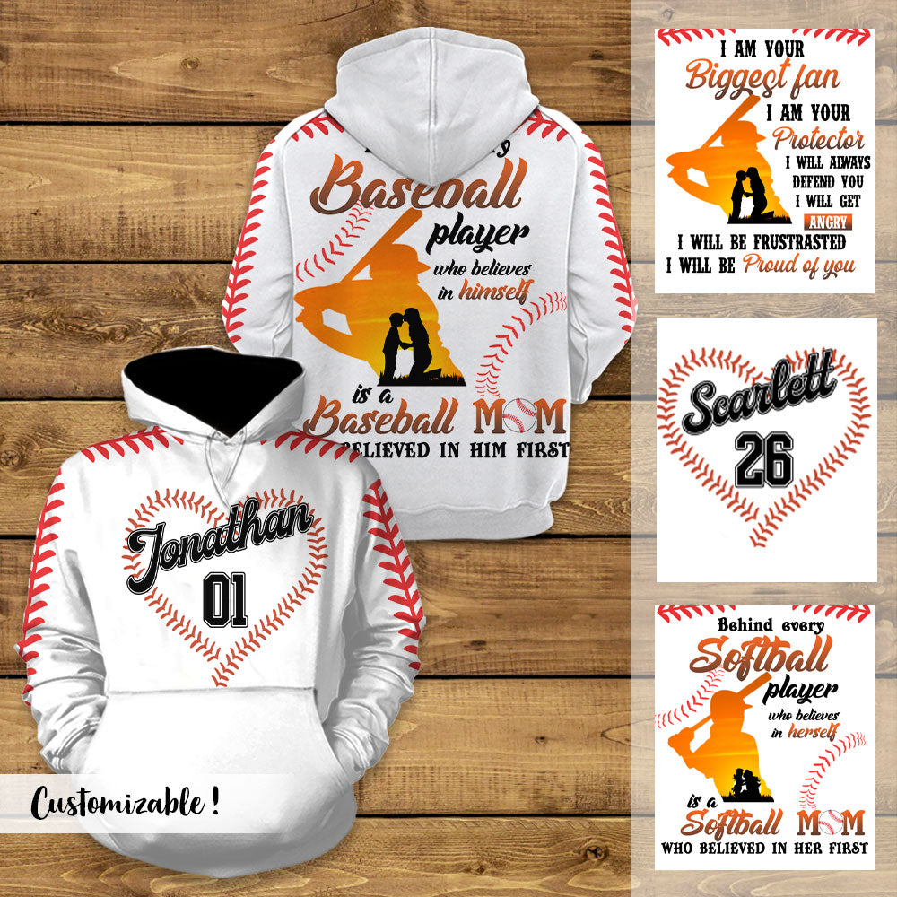 Behind Baseball Player Personalized 3D All Over Print Shirt Gift For Mom