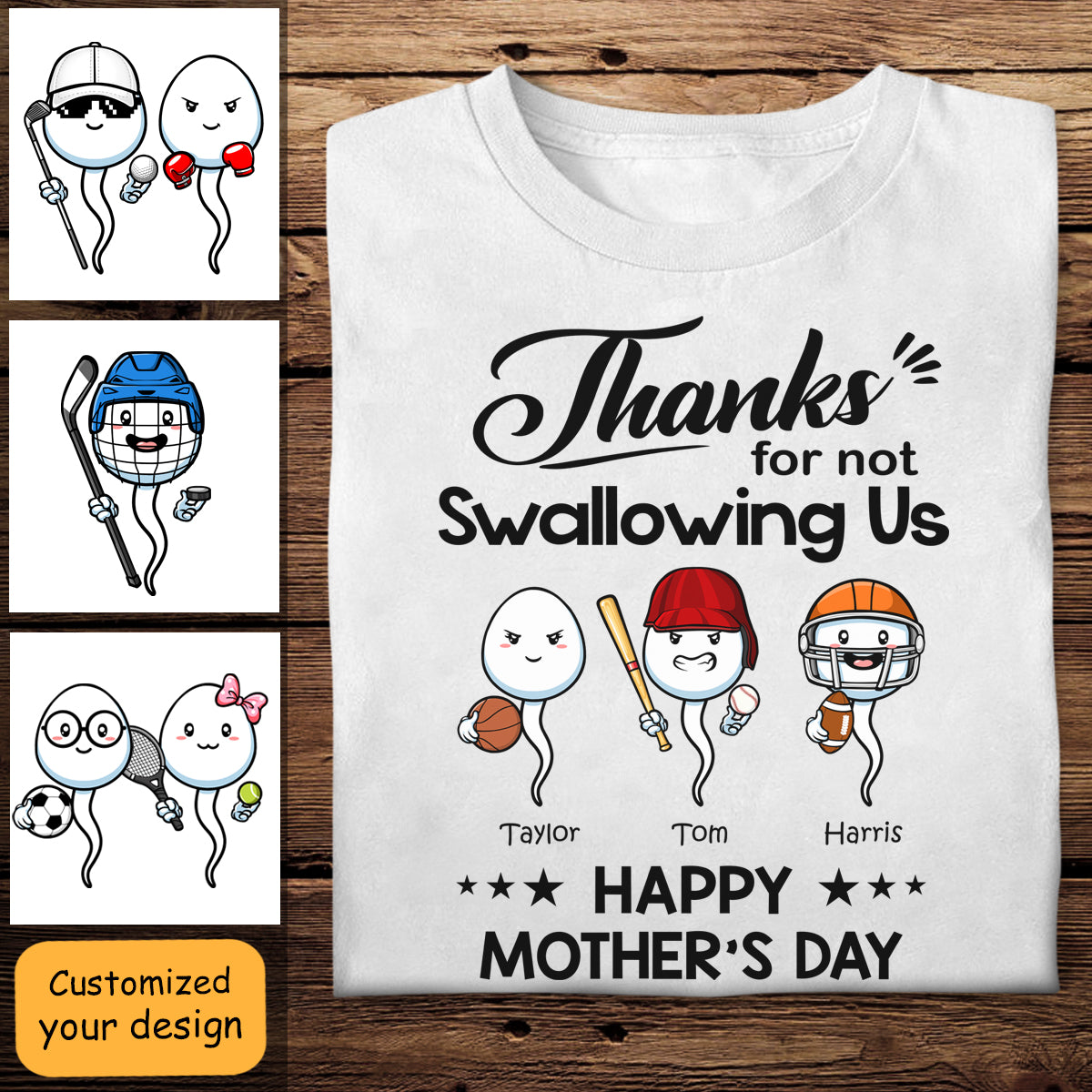 Sport Thanks For Not Swallowing Us - Personalized Shirt - Mother's Day, Funny, Birthday Gift For Mom, Mother, Wife
