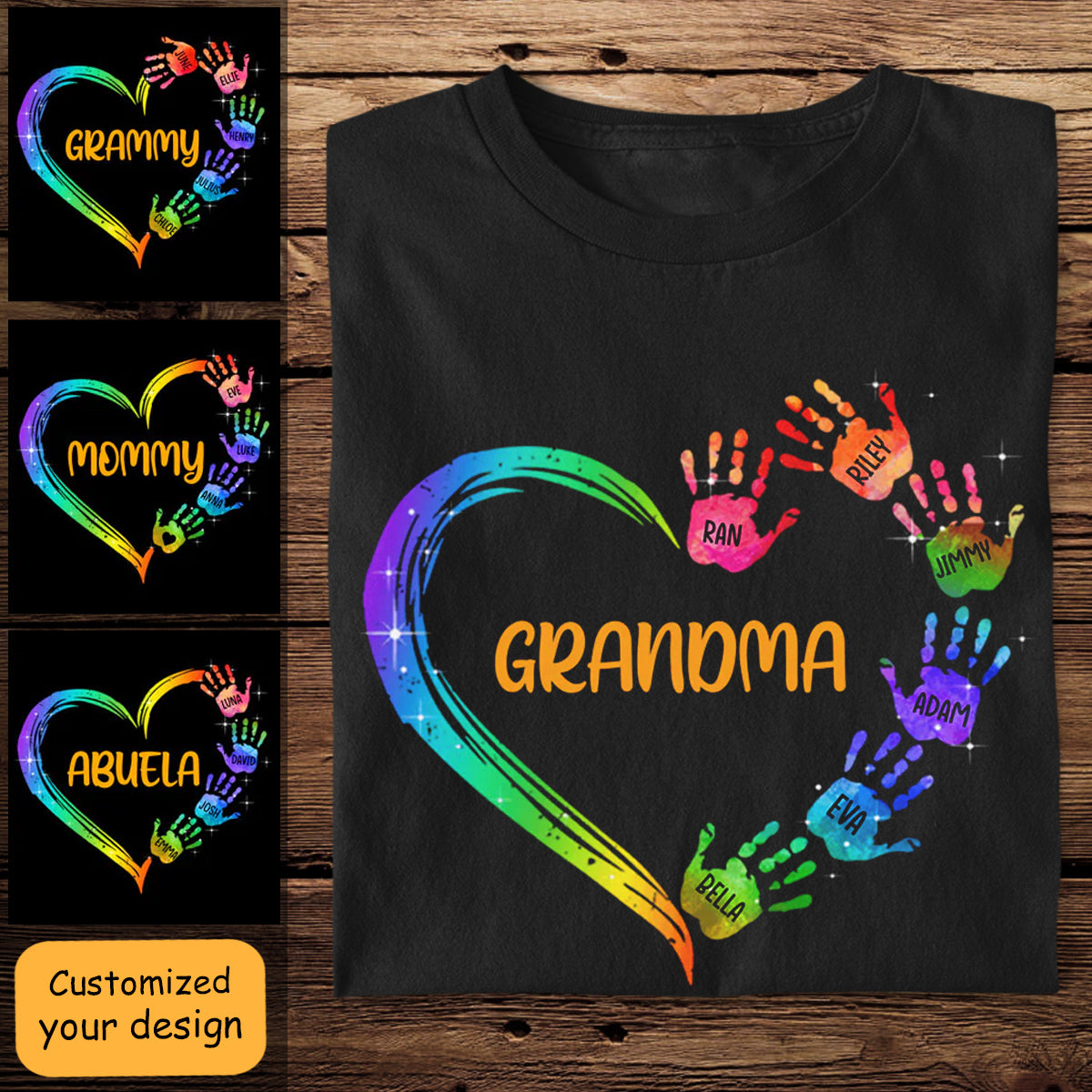 Grandma Heart Hand Prints - Personalized Apparel - Gift For Grandma