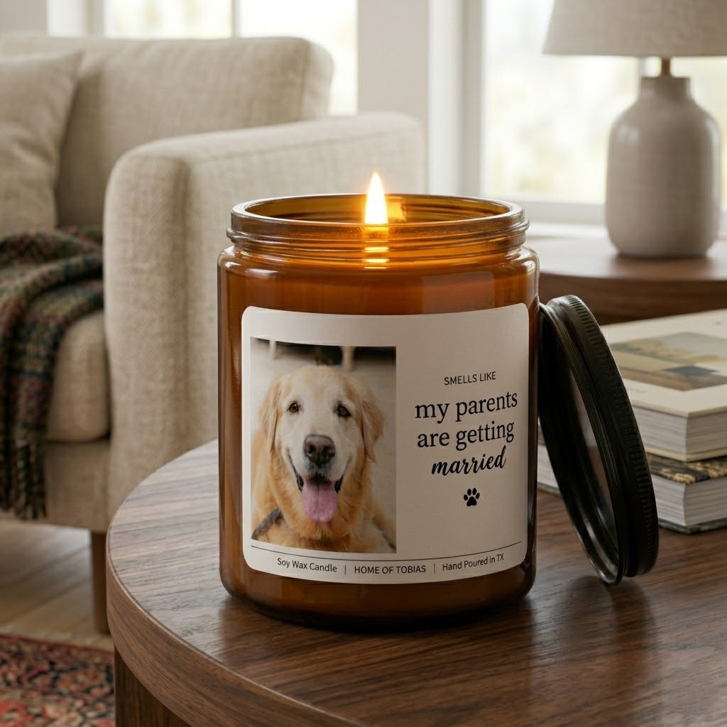 Custom Engagement Pet Candle, Custom Dog Engagement, Personalized Engagement Gifts for Couple, Newly Engaged Gifts, Custom Engaged Gift