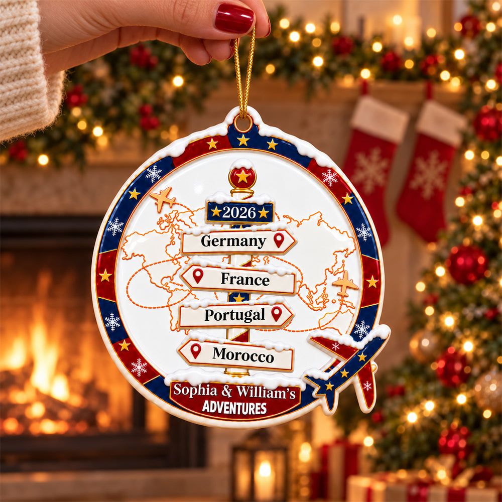 Travel Couple Goal, Destination Of All Year  - Real 3D Ceramic Ornament