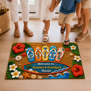 Hello Summer Vibe Welcome To Grandma Grandpa House - Personalized Doormat - Grandparents House Summer Decoration