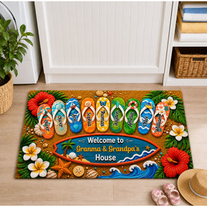 Hello Summer Vibe Welcome To Grandma Grandpa House - Personalized Doormat - Grandparents House Summer Decoration