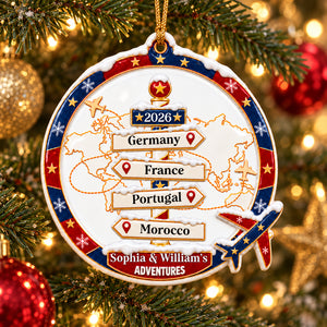 Travel Couple Goal, Destination Of All Year  - Real 3D Ceramic Ornament