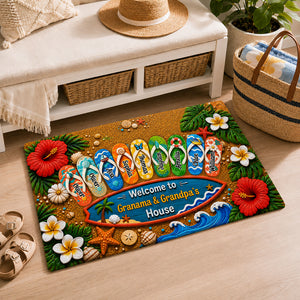 Hello Summer Vibe Welcome To Grandma Grandpa House - Personalized Doormat - Grandparents House Summer Decoration