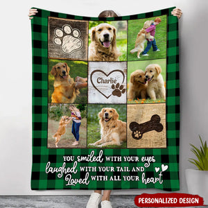 Custom Photo Puppy Pet Dog Loss Gift You Smiled With Your Eyes Memorial Blanket