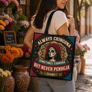 Always Chingona Sugar-Skull Floral Tote – Personalized Name - Personalized AOP Tote 0030b489-a9b3-41fc-a1ad-053426ee0b78.jpg