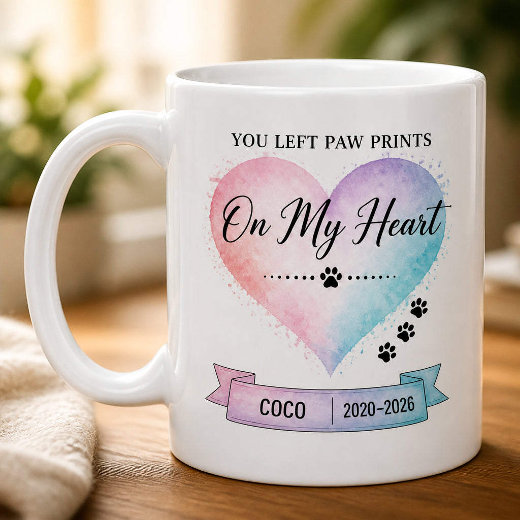 Pet Memorial Mug - You Left Paw Prints On My Heart (Name + Years) - Personalized Mug 0034a673-15e3-43a5-9f7d-2838e684ee9f.jpg