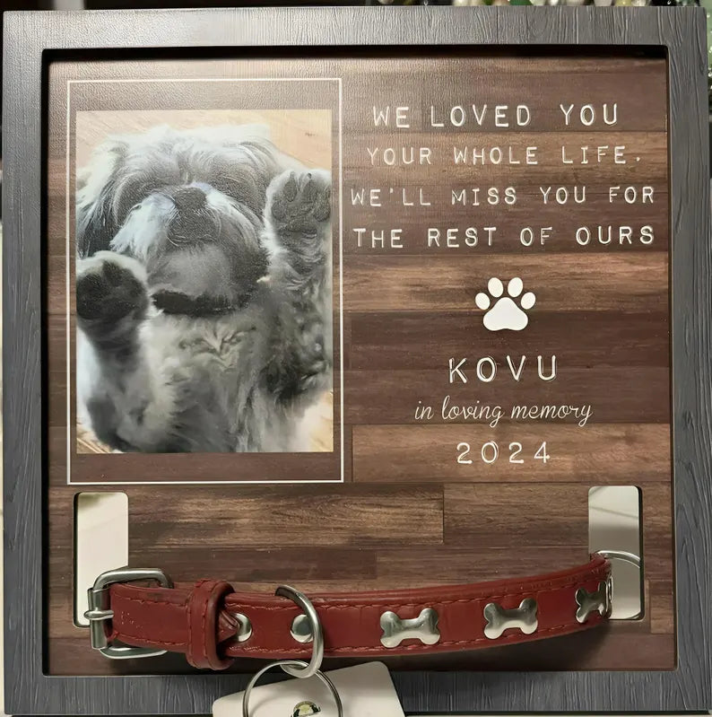 Personalized Pet Memorial Sign: Collar Frame, Photo Upload, Wood 003a3c86-9dbe-4392-af53-249286de679b-rehyyju-6-.webp